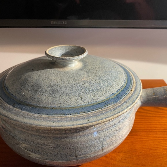 Vintage Lidded Pottery- Handmade Unique Steamer- With Handle